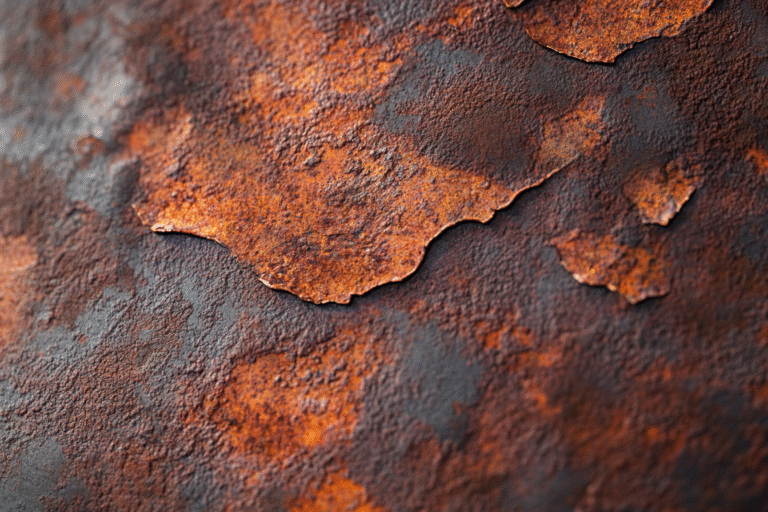 Taches de rouille sur du carrelage, laissant la marque des meubles