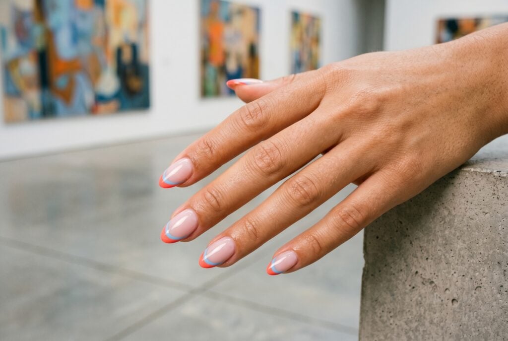 ongles été french double colorée