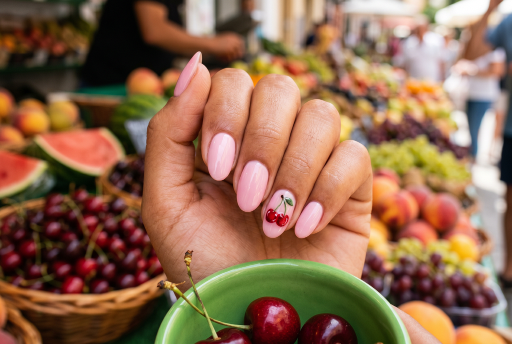 ongles semi permanent cerise