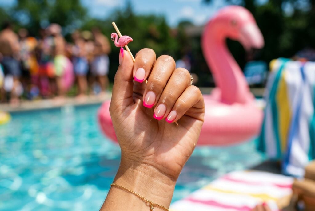 ongles semi permanent french rose