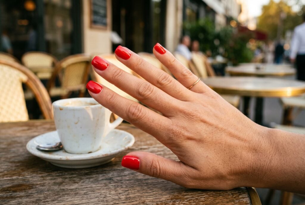 ongles rouge coquelicot vibrant
