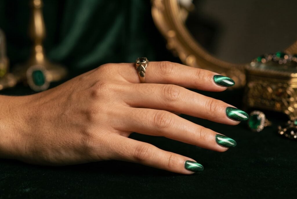 ongles semi permanent chrome argenté mirroir