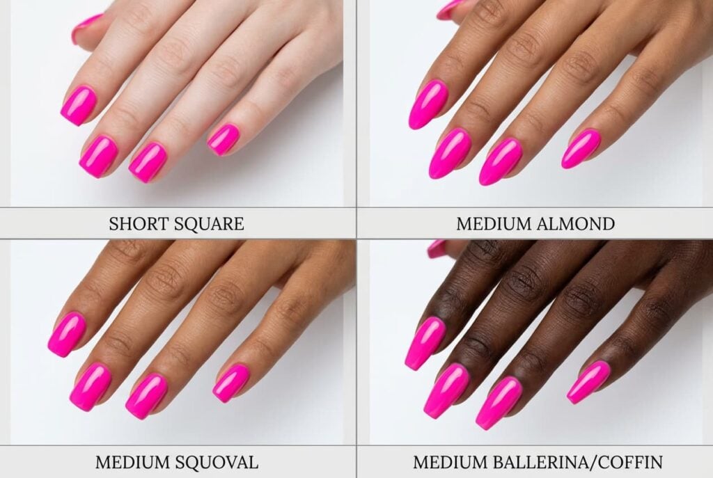 comparatif formes ongles fluo